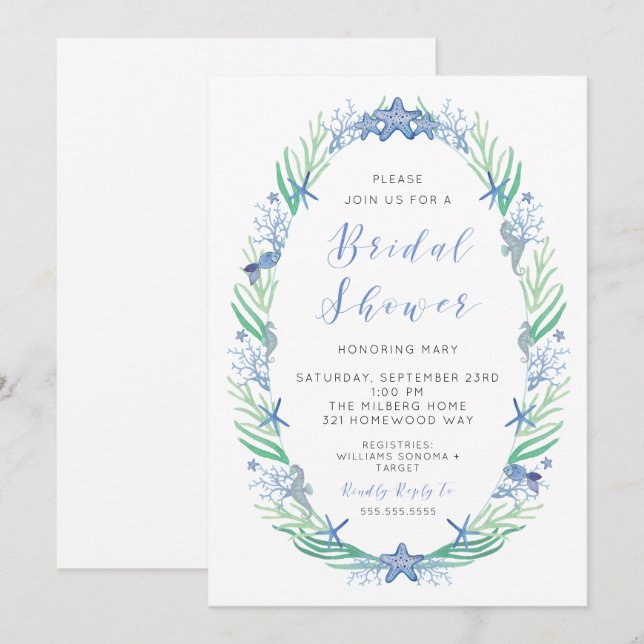 Invitación a ducha de novia en la playa (Anverso / Reverso)