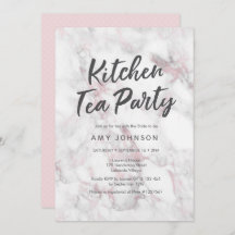 Invitación a ducha de novia en mármol rosa