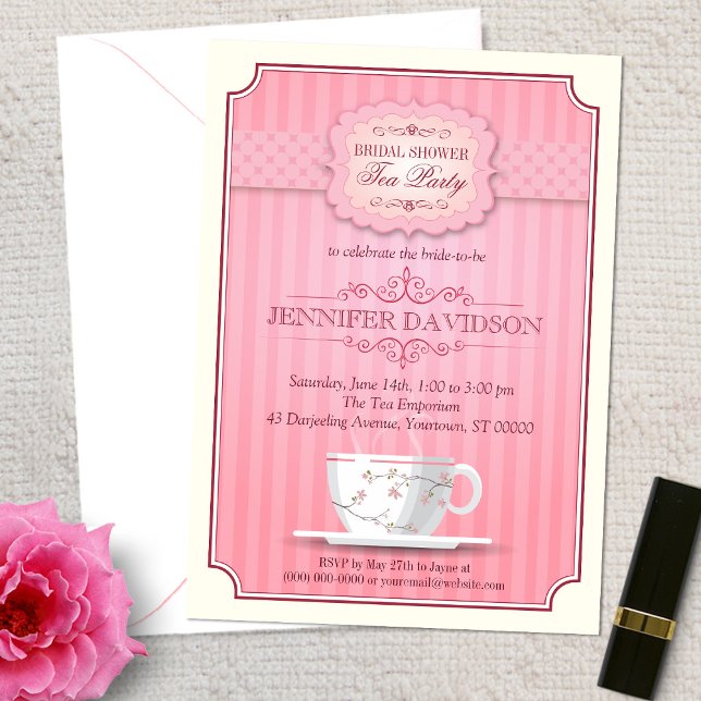 Invitación a ducha de novia Fiesta de té rosado (Subido por el creador)