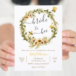 Invitación a ducha de novia floral a abeja