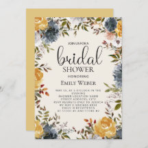 Invitación a ducha de novia floral amarilla
