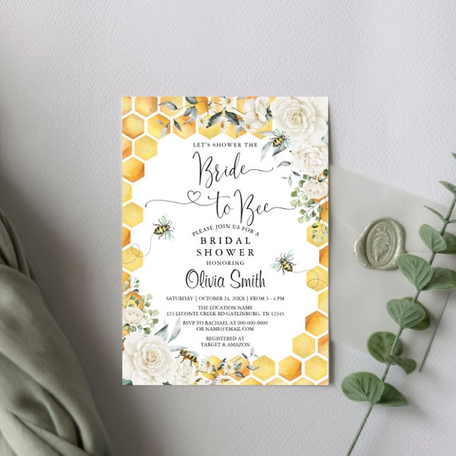 Invitación a ducha de novia floral blanca de novia (Subido por el creador)