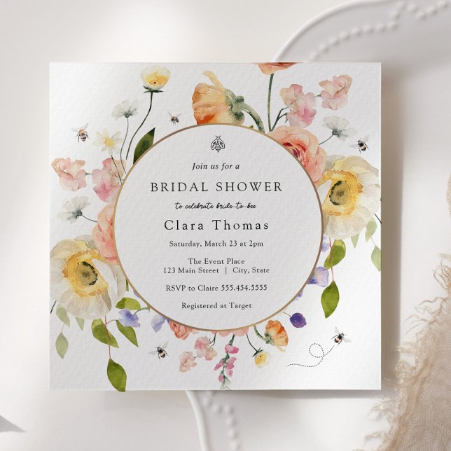 Invitación a ducha de novia floral de BEE (Subido por el creador)