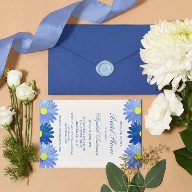 Invitación a ducha de novia floral de Blue Daisies (Subido por el creador)