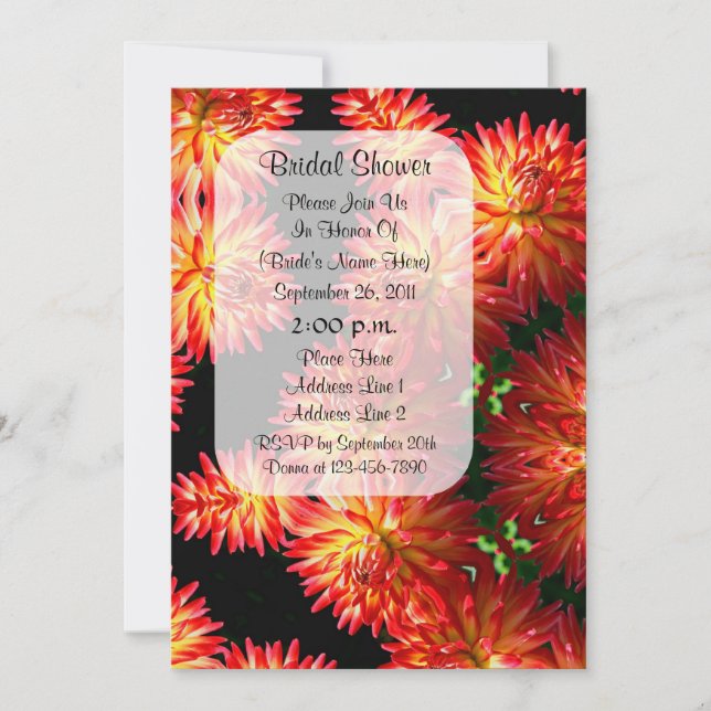 Invitación a ducha de novia floral de Dahlia roja (Anverso)
