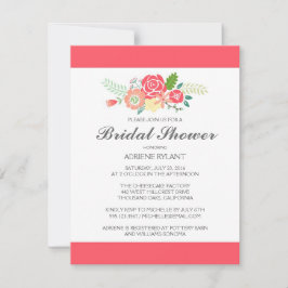 Invitación a ducha de novia floral de franjas cora