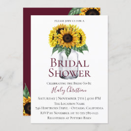 Invitación a ducha de novia floral de girasol rúst