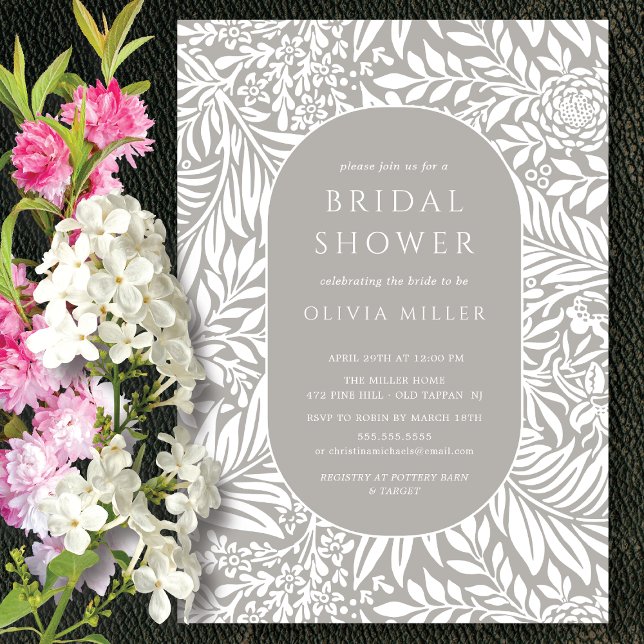 Invitación a ducha de novia floral de hojas de cen (Subido por el creador)