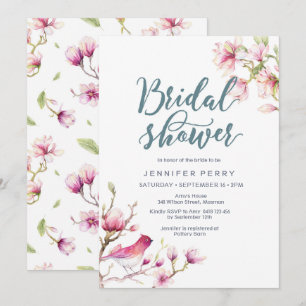 Invitación a ducha de novia floral de Magnolia ros