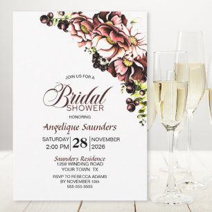 Invitación a ducha de novia floral de otoño rústic