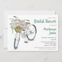 Invitación a ducha de novia floral en bicicleta