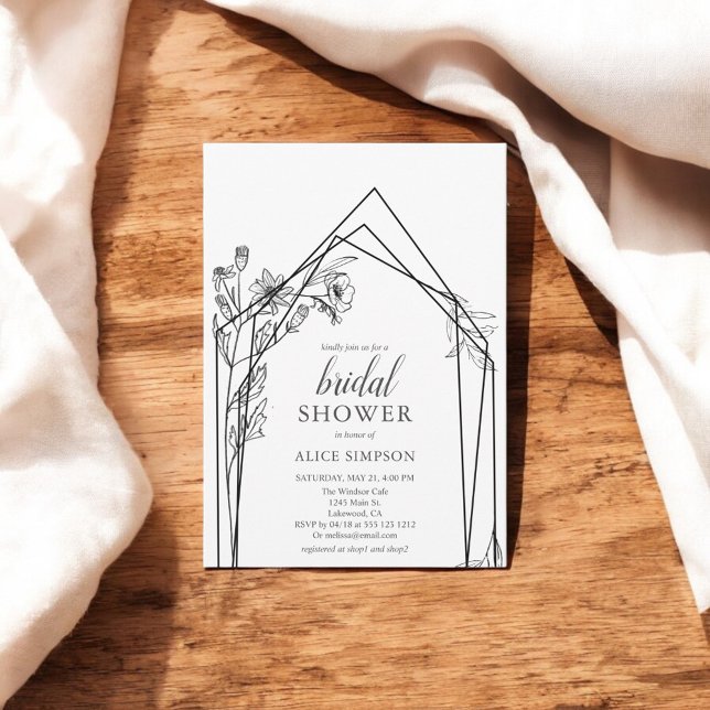 Invitación a ducha de novia floral geométrica eleg (Subido por el creador)