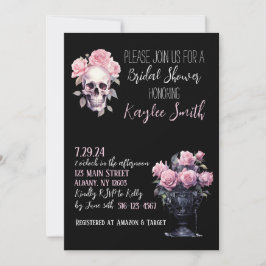 Invitación a ducha de novia floral gótica rosa