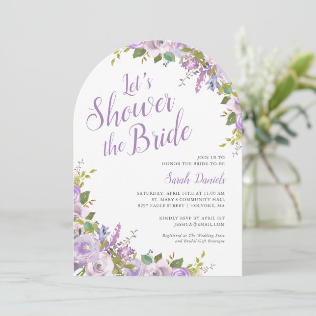 Invitación a ducha de novia floral Lilac (Anverso de pie)