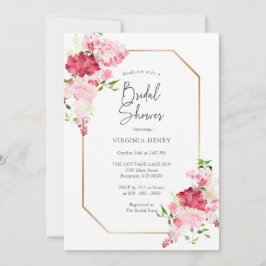 Invitación a ducha de novia floral roja rosa