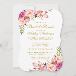 Invitación a ducha de novia floral rosa Rubor Gold