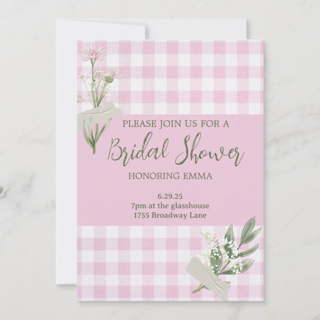 Invitación a ducha de novia floral rústica (Anverso)