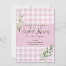 Invitación a ducha de novia floral rústica