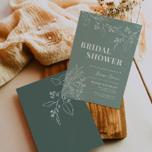 Invitación a ducha de novia floral Sage Green Boho