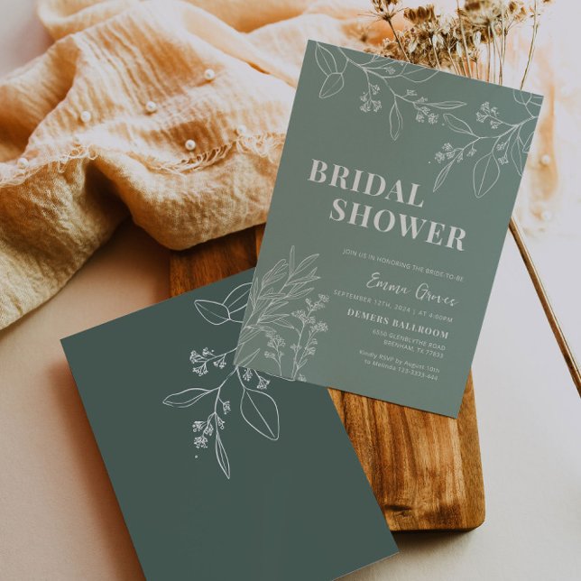 Invitación a ducha de novia floral Sage Green Boho (Subido por el creador)