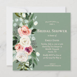 Invitación a ducha de novia floral Sage White Rubo