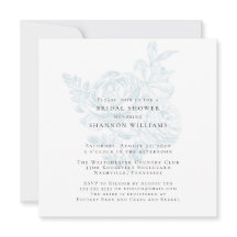 Invitación a ducha de novia floral simple azul