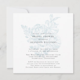Invitación a ducha de novia floral simple azul