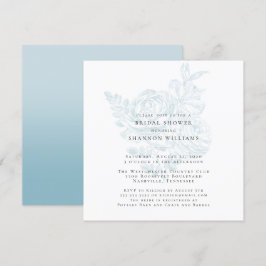 Invitación a ducha de novia floral simple azul