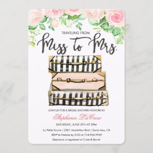 Invitación a ducha de novia floral temática de via