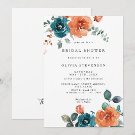 Invitación a ducha de novia floral Verde azulada N