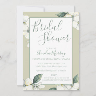 Invitación a ducha de novia, florecimiento de dogw