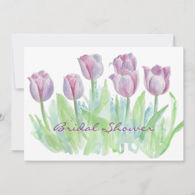 Invitación a ducha de novia Flores de tulipanes mo (Anverso)