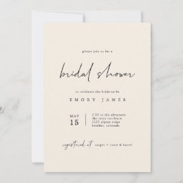 Invitación a ducha de novia fuera de Bohemia blanc