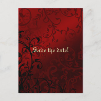 Invitación a ducha de novia gótica de Damasco rojo