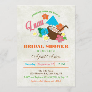 Invitación a ducha de novia hawaiana Hibiscus Luau