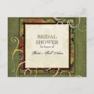 Invitación a ducha de novia Hoja de uva de otoño
