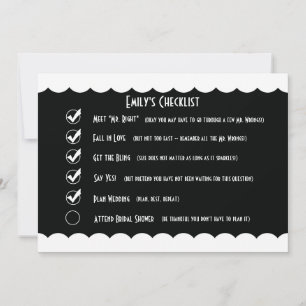 Invitación a ducha de novia humorística, lista de