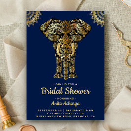 Invitación a ducha de novia india con Elefante de