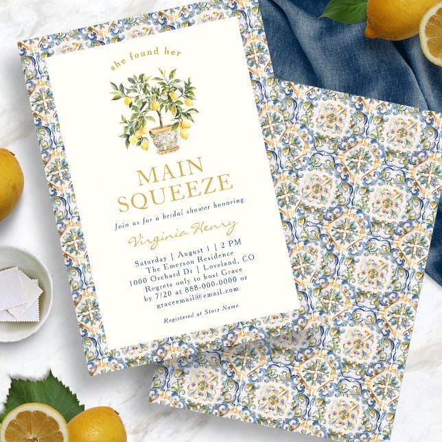 Invitación a ducha de novia limón (Lemon Bridal Shower Invitation
)