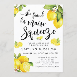 Invitación a ducha de novia limón