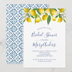 Invitación a ducha de novia limón, italiana con mo