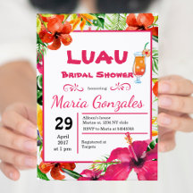 Invitación a ducha de novia luau hawaiana