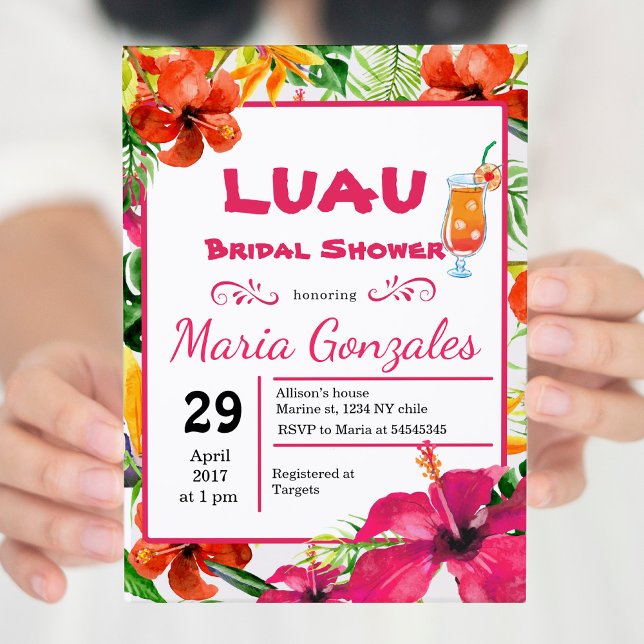 Invitación a ducha de novia luau hawaiana (Subido por el creador)