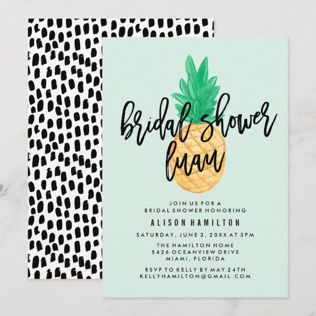 Invitación a ducha de novia luau tropical en la me (Anverso / Reverso)
