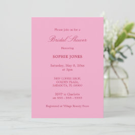 Invitación a ducha de novia magenta rosa
