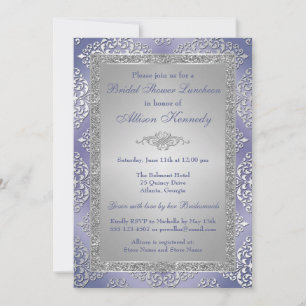 Invitación a ducha de novia malva, Purpurina plate