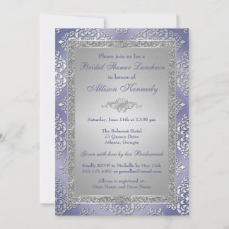 Invitación a ducha de novia malva, Purpurina plate