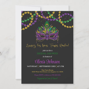 Invitación a ducha de novia Mardi Gras - cuentas