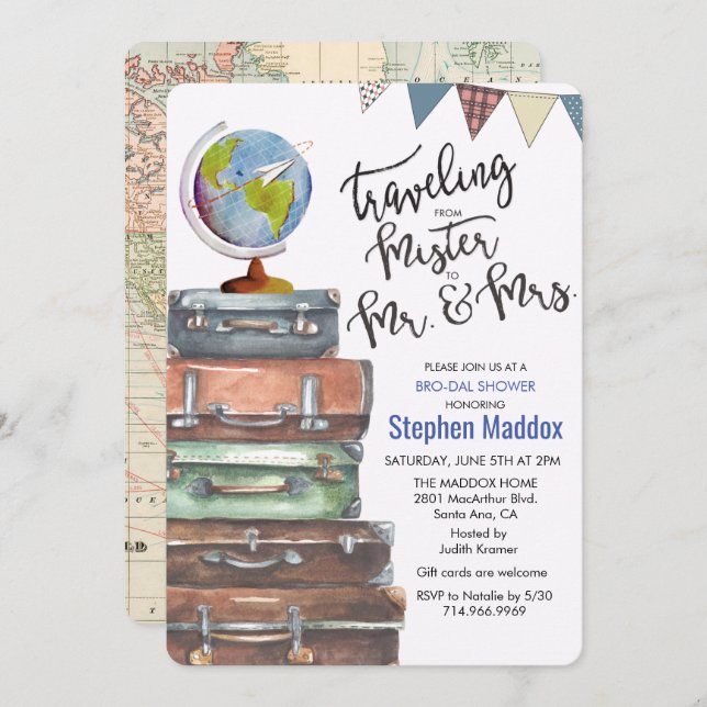 Invitación a ducha de novia masculina (Anverso / Reverso)