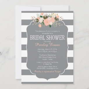 Invitación a ducha de novia, melocotón de rayas gr